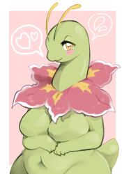 1girls amber_eyes anthro big_breasts cheek_spots female female_only hi_res looking_at_viewer meganium nintendo pawberri pokémon_(species) pokemon pokemorph smiling smiling_at_viewer solo spoken_heart