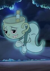 1futa artist_request balls bent_over big_penis bottomless clothed clothing cuphead_(game) drake95 erection excited futa_only futanari ghost ghost_girl humanoid ms._chalice partially_clothed penis solo source_request the_cuphead_show what