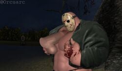 3d bara blood boner erection friday_the_13th gay jason_voorhees male_only muscular muscular_male orcsarc pecjob pecs