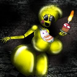 animatronic ass bib big_breasts big_thighs breasts cupcake_(fnaf) curvy_figure eyelashes fangs featureless_breasts female five_nights_at_freddy's holding_object huge_ass huge_breasts huge_thighs mrpr1993 no_nipples one_eye_closed pink_thong static tagme thick_thighs thighs thong thunder_thighs toy_chica_(fnaf) white_eyes yellow_body