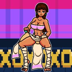 1girls big_breasts breasts brown_hair chel cleavage female female_only long_hair moncho_mr pixel_art solo tagme the_road_to_el_dorado