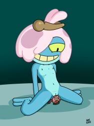 amphibia amphibia_(series) amphibian animal_humanoid anthro disney doll female flat_chested frog genitals goe hair hi_res humanoid looking_down maddie_flour nipples nude pussy short_hair sitting smile spread_legs spreading tomboy voodoo