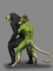 3:4 absurd_res anthro duo hi_res kobold male male/male mamau_(mamaubear) mamaubear mammal scalie size_difference small_dom_big_sub sun_bear terapan_(mamaubear) ursid ursine