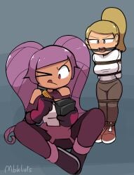 2020s 2022 2girls adora angry arms_behind_back artist_name blonde_female blonde_hair blue_eyes bondage boots bound bound_ankles bound_arms bound_legs bound_wrists box_tie captured captured_heroine chibi clothing concentration damsel_in_distress domination duo entrapta female female_focus female_only femdom femsub focused fully_clothed gag gagged gloves grey_background grey_pants hi_res human humanoid light-skinned_female light_skin long_hair mbklvrs one_eye_closed open_mouth pants pink_eyes ponytail purple_boots purple_gloves purple_hair purple_pants red_boots ring_gag rope rope_bondage screwdriver she-ra_and_the_princesses_of_power shirt simple_background submissive tongue tongue_out twintails very_long_hair watermark white_shirt yuri