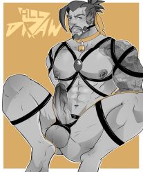 1boy all_draw hanzo_shimada male male_focus male_only overwatch tattoo tied_up