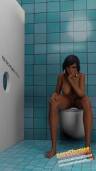 3d bathroom bored bored_expression glory_hole in_bathroom naked on_toilet overwatch pharah sexyslapper toilet writing_on_wall