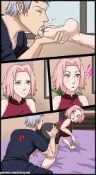 1boy 1boy1girl 1girls age_difference ass ass_grab barefoot bike_shorts clothed clothing comic comic_page foot_fetish hatake_kakashi kissing licking licking_ass looking_back lustysun naruto naruto_(series) naruto_shippuden on_bed rimjob rimming rimming_female sakura_haruno soles surprised teacher_and_student through_clothes