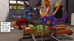 activision annoyed anthro arousal biting blush bomb_cart bondage comic crossover dragon drunk drunk_bubbles elora faun female female_focus feral feral_on_anthro freeing_from_chains garry's_mod large_breasts male saving_life spread_wings spyro_the_dragon team_fortress_2 tied_up train_tracks tyrakathedragonfan