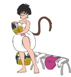1girls black_hair bra breasts cleavage diaper dragon_ball dragon_ball_z female seripa short_hair