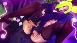 3d black_socks condom curvy_female female female_focus huge_ass huge_breasts league_of_legends looking_at_viewer nillin_(artist) purple_toenails stockings thick_thighs zeri_(league_of_legends)