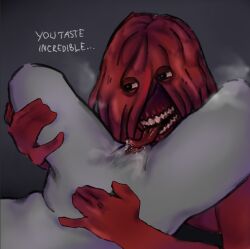 anon anonymous_female don't_hug_me_i'm_scared english_text heavy_breathing male_focus mayaamily_(artist) pussy red_guy_(dhmis) red_skin straight tongue tongue_out