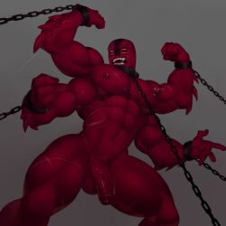 2022 4_eyes 4_fingers abs alien alien_humanoid anthro balls bara ben_10 bound cartoon_network chains fingers fourarms gay genitals hi_res humanoid humanoid_genitalia kato200_0 male male_focus male_only multi_arm multi_eye multi_limb muscular muscular_anthro muscular_male nipples open_mouth pecs penis pubes red_body scar shaded signature simple_background solo tetramand tongue vein yellow_eyes