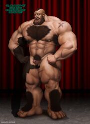 animasanimus bara big_ass big_muscles big_pecs bodybuilder hairy male male_only muscle_worship nude penis street_fighter sweat yaoi zangief