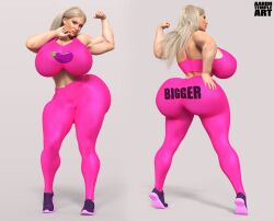 1girls 3d 3d_(artwork) aarontempleart ass back_view big_breasts bimbo blitzhero blonde_hair breasts breasts_bigger_than_head bubble_ass bubble_butt commissioner:blitzhero commissioner_upload curvy curvy_female female flexing flexing_bicep front_view gigantic_ass gigantic_breasts hand_on_ass huge_ass huge_breasts human light-skinned_female light_skin long_legs muscular muscular_female pawg pink_clothing pink_outfit ponytail solo solo_female tagme