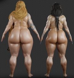 1girls 3d 3d_(artwork) aesir_(norse_mythology) areolae back_view bbw big_breasts blonde_female blonde_hair blonde_pubic_hair blue_eyes bracelet braid braided_hair breasts brown_hair brown_pubic_hair choker chubby chubby_female curvaceous curvy female female_focus female_only female_pubic_hair freya_(god_of_war) god_of_war god_of_war_ragnarok goddess grey_background long_hair looking_away medium_hair milf mother mythology naked naked_female navel nipples norse_mythology nude nude_female pervertmuffinmajima pubic_hair pussy santa_monica_studio sif_(god_of_war) sony_corporation sony_interactive_entertainment tattoo tattooed_arm tattoos vanir_(norse_mythology) venus_body wip witch work_in_progress