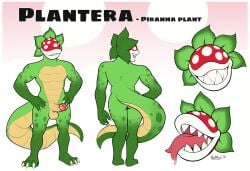 anthro ass badroy balls bodily_fluids elemental_creature flora_fauna genitals lips male mario_(series) muscular muscular_male nintendo nude penis piranha_plant plant plantera_(plantera) plantie saliva saliva_on_tongue solo thick_lips tongue tongue_out video_games