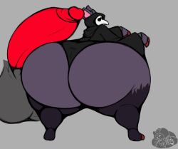 big_ass bubble_butt claws clothing gooeyvexo huge_ass hyper hyper_balls hyper_penis looking_back pokémon_(species) pokemon pokemon_(species) solid_color_background tagme zoroark