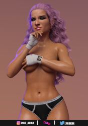 1girls 3d black_underwear covering_breasts dakota_kai female female_only lykoxxx new_zealander pink_hair solo wwe wwe_diva