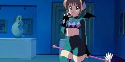 1girls breasts brown_hair cameltoe cardcaptor_sakura ccsfankei clothing fankei female female_only green_eyes human indoors light-skinned_female light_skin magical_girl nipples sakura_kinomoto short_hair small_breasts solo surprised thick_thighs wide_hips