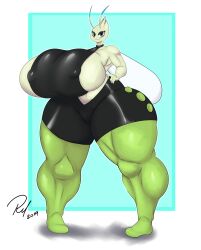 absurd_res anthro big_breasts breasts celebi edit female generation_2_pokemon hi_res huge_breasts hyper hyper_breasts legendary_pokemon looking_at_viewer nintendo pokemon pokemon_(species) pokemorph redmoon83 solo thick_thighs video_games wide_hips