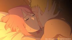 1boy 1boy1girl 1girls angelyeah animated animated_gif bandage bandaged_arm bandages bed bed_movement bed_shaking bed_sheet bedding blonde_hair blush bodily_fluids boruto:_naruto_next_generations bouncing caress caressing caressing_face cheating cheating_boyfriend cheating_girlfriend cheating_wife closed_eyes completely_nude facial_markings female french_kiss gif hand_on_head hi_res highres implied_penetration implied_sex kiss kissing kissing_while_penetrated light-skinned_female light-skinned_male light_skin male male/female male_penetrating mature mature_female medium_hair milf missionary missionary_position naked naruto naruto_(series) on_back on_bed pale-skinned_female pale_skin passionate passionate_kiss penetration pillow pink_hair romantic romantic_ambiance romantic_couple sakura_haruno sex short_hair shoulder_length_hair shounen_jump straight sweat sweatdrop thrusting upper_body uzumaki_naruto whisker_markings whiskers yellow_hair