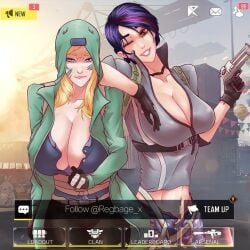 2girls alias_(cod) big_ass big_breasts black_hair brown_eyes call_of_duty_mobile codm green_eyes horny_female urban_tracker yellow_hair