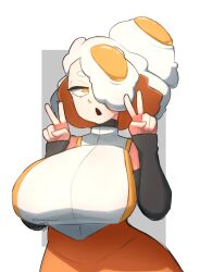 big_breasts breasts egg egg_girl_meme egg_yolk erica_(sky_almanac) food food_creature huge_breasts large_breasts massive_breasts sky_almanac