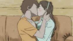 1boy1girl 2d aged_up brother_and_sister brown_hair brunette color dipper_pines disney female gravity_falls headband headwear human incest kissing long_hair mabel_pines male small_breasts small_waist straight_hair teenager temon thin