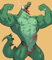 alligator alligatorid anthro balls clothing crocodilian erection flexing genitals hi_res humanoid_genitalia humanoid_penis male male_only max_(oddballs) muscular muscular_anthro muscular_male oddballs penis reptile scalie solo torn_clothing vein veiny_penis wardrobe_malfunction wolfanine