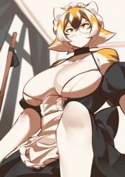 1girls amber_eyes anthro arknights aspirindabaitu big_breasts breasts female furry looking_at_viewer maid maid_headdress maid_uniform mx99926 solo solo_female tagme tiger tiger_girl waai_fu_(arknights)