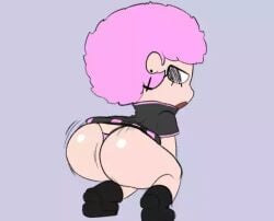 1girls ass ass_shake big_ass big_butt broglemin bubble_butt chibi commission dialogue dizzytizzy ear_piercing earrings female female_only hair_over_one_eye kris_(broglemin) looking_at_viewer looking_back motion_lines original original_character panties piercing pink_hair punk punk_girl shaking_ass shaking_butt solo squatting thick_thighs thong twerking wide_hips