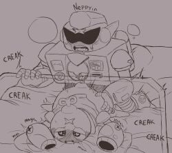 bed brawl_stars heart-shaped_pupils neppyin no_color request robot surge_(brawl_stars) tick_(brawl_stars)