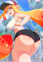 1girls ass big_ass big_breasts bloomers breasts dat_ass female female_only gym_shorts inkling inkling_girl light_skin nintendo shorts splatoon splatoon_(series) tentacle_hair thick_thighs thighs tiger1001