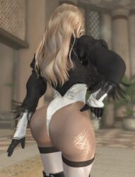 3d big_ass big_breasts blonde_hair blue_eyes cosplay dommy_mommy elf_orc_lunaire glasses huge_ass huge_breasts large_ass large_breasts nier:_automata rebecca_(original_character) seductive skyrim tagme the_elder_scrolls tight_clothing yorha_2b_(cosplay)