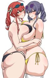 2girls amano_don ass ass_cleavage asymmetrical_docking aviator_sunglasses azur_lane bare_shoulders bikini bikini_bottom bikini_top black_bikini black_bikini_bottom black_bikini_top blush blushing_at_viewer breasts breasts_pressed_against_partner breasts_pressed_together butt_crack cleavage enormous_breasts eyewear_on_head goggles goggles_on_head hi_res high_resolution highleg highleg_bikini highres hug huge_ass huge_breasts italian_flag legwear looking_at_viewer massive_breasts multi-strapped_bikini multi-strapped_swimsuit multiple_females multiple_girls multiple_straps o-ring o-ring_bikini o-ring_bottom official_alternate_costume plain_background pola_(azur_lane) pola_(seaside_coincidence)_(azur_lane) pov pov_eye_contact purple_hair purple_hair_female red_eyes red_eyes_female red_hair red_hair_female side-tie_bikini side-tie_bikini_bottom side_ponytail simple_background skindentation smile smiling_at_viewer standing sunglasses sunglasses_on_head swimsuit thighhighs tinted_eyewear twintails voluptuous white_background white_legwear yellow_bikini yellow_bikini_bottom yellow_bikini_top yellow_eyes yellow_eyes_female yuri zara_(azur_lane) zara_(poolside_coincidence)_(azur_lane)