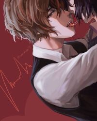 bungo_stray_dogs dazai_osamu fyodor_dostoevsky fyozai gay kissing male skinny vvonnee98