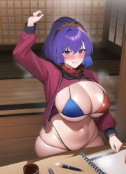 1girls ai_generated female female_only huge_breasts kanako_yasaka mature_female medium_hair nai_diffusion purple_hair stable_diffusion tagme touhou voluptuous wato