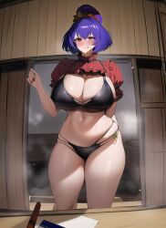 1girls ai_generated female female_only huge_breasts kanako_yasaka mature_female medium_hair nai_diffusion purple_hair stable_diffusion tagme touhou voluptuous wato