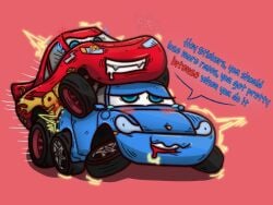 1boy 1girls angry blue_body blush cars_(film) carsphilic disney duo enjoying female hate_fuck hate_sex lightning_mcqueen living_car living_machine living_vehicle looking_down looking_pleasured machine male male/female mechaphilia open_smile penetration pixar red_body sally_carrera sex showing_teeth simple_background smile teeth tires vaginal_penetration vaginal_sex vehicle