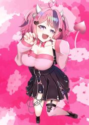 1girls american bell bell_collar belt belt_buckle big_breasts big_butt black_skirt breasts clothed clothing female female_only hands horns ironmouse mouth_open multicolored_hair pink_clothing pink_hair pink_nail_polish pink_nails puerto_rican safe_for_work shoes shoes_on skirt solo solo_female succubus tail thick_thighs thighs two_tone_hair virtual_youtuber vshojo vtuber white_skin yk_yozuki