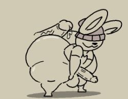 1boy anthro balls big_ass big_penis bubble_butt chuckforestlewd erection fat fat_man femboy huge_ass huge_cock lagomorph male male_only monochrome penis penis_between_ass rabbit solo tagme thick_thighs wide_hips