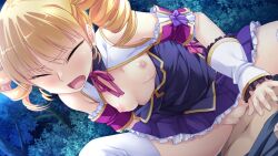 blonde_hair blush censored chinese_girl closed_eyes hongou_kazuto koihime†_(series) koihime_musou nipples pussy sex small_breasts sousou_moutoku_(koihime)