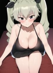 ai_generated anchovy anchovy_(girls_und_panzer) breasts cleavage drops_mint girls_und_panzer nai_diffusion self_upload stable_diffusion