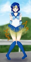 1girls ami_mizuno bishoujo_senshi_sailor_moon boots bridge clothing fart fart_cloud fart_fetish female female_only knee_boots neko_(pixiv) sailor_mercury skirt solo tagme