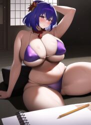 1girls ai_generated female female_only huge_breasts kanako_yasaka mature_female medium_hair nai_diffusion purple_hair stable_diffusion tagme touhou voluptuous wato