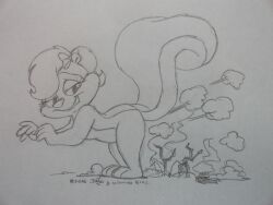 fart fart_cloud fart_fetish farting female fifi_la_fume furry joaoppereiraus looking_pleasured sketch skunk tagme traditional_media traditional_media_(artwork) wilting_flowers wilting_plants