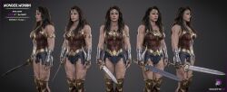 3d 3d_(artwork) abs amazon brown_hair buffed celebrity dc dc_comics dc_extended_universe diana_prince female_only fit_female gal_gadot large_breasts muscular_female realistic sword velvetyc3d weapon wonder_woman wonder_woman_(series) wonderwoman1984