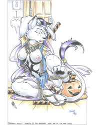 2003 2004 anthro bottomless breasts canine clitoris dildo dog female fur furry halloween hindpaw jewelry loupgarou masturbation moan pussy pussy_juice raised_arm sex_toy solo spreading toys