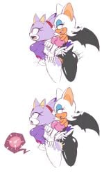 absurd_res ahe_gao anthro blaze_the_cat bottomwear clothing coat domestic_cat duo eulipotyphlan eyeshadow felid feline felis female forehead_gem fur gem green_eyes gynomorph gynomorph/female hair hedgehog hi_res impregnation intersex intersex/female looking_pleasured makeup mammal membrane_(anatomy) membranous_wings orange_eyes ovum pants ponytail purple_body rouge_the_bat sega sex sonic_(series) sonic_the_hedgehog_(series) sperm_cell stomach_bulge tail tan_body themilkman topwear torn_clothing white_body white_fur wings