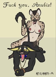 2006 anaktis anthro anubian_jackal anubis bondage canine deity domination egyptian female femdom fur furry hyena jackal male mammal nipples pegging pseudo-penis rape reverse_rape screaming straight